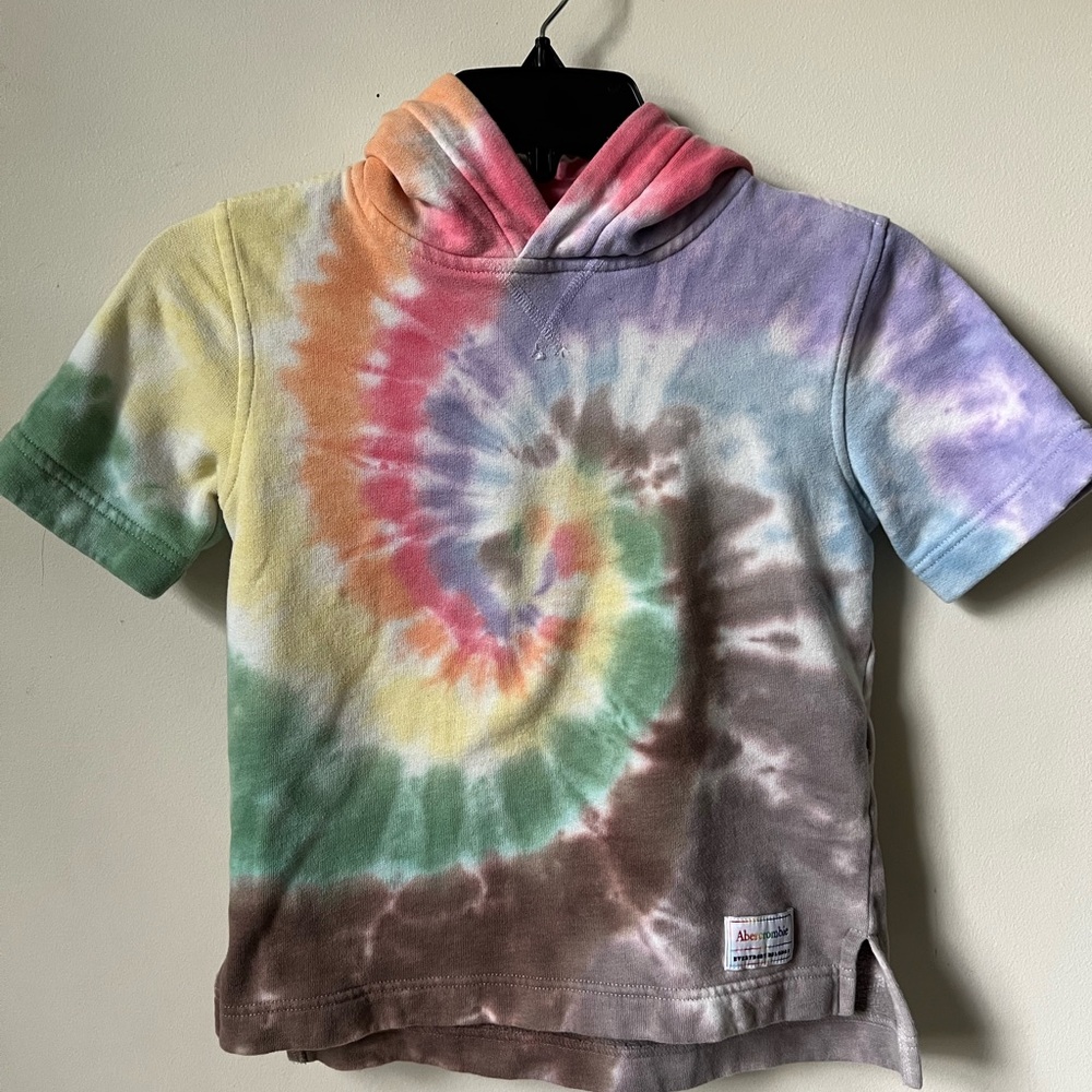 Abercrombie Kids Tie Dye Short Sleeve Hoodie Sweatshirt